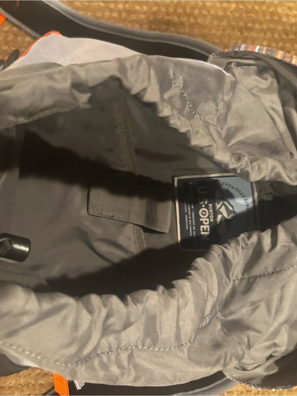Burton US open snowboarding championships Men's Gray and Orange Outdoor Backpack